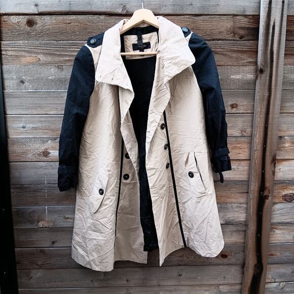 Mango Beige an Black Double-breasted Trench Coat Size XS - Picture 1 of 6